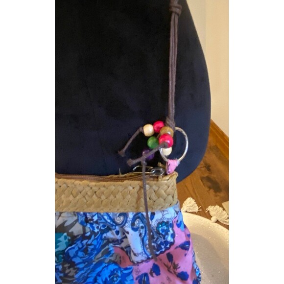 Womens Crossbody Bag Beaded Sparkle Straw Edge Boho Hippie Paisley Animal Print - Picture 12 of 12